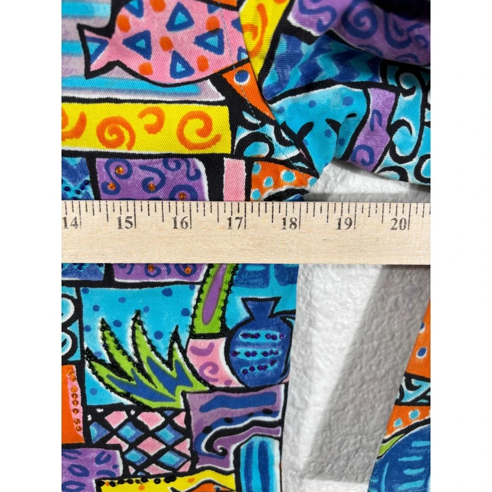 Life Style Jacket‎ Womens PM Multicolor Beaded Tropical Fish Novelty Print Arsty